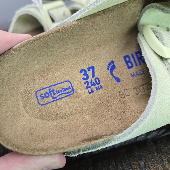 NEW Birkenstock Arizona Womens Size 6 EU 37 Narrow Sandal Suede Soft Bed Green - Picture 10 of 11
